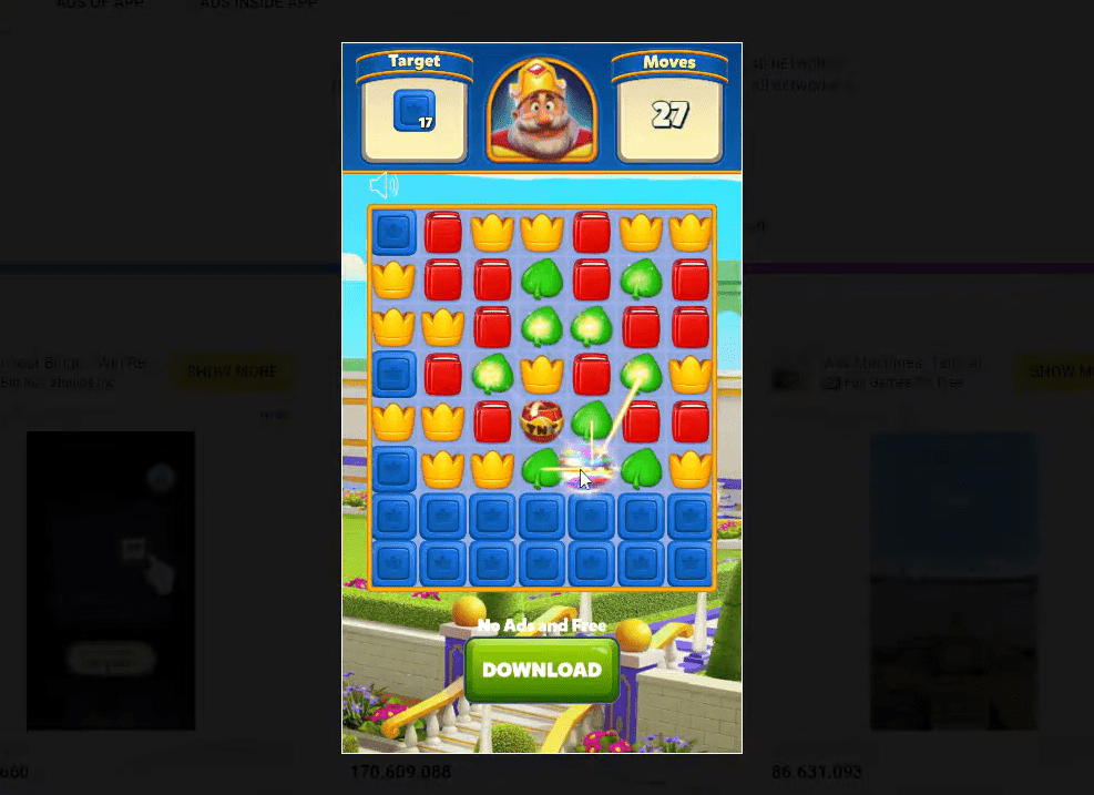 Example of Interactive Video Ads - Royal Match’s Playable Ads