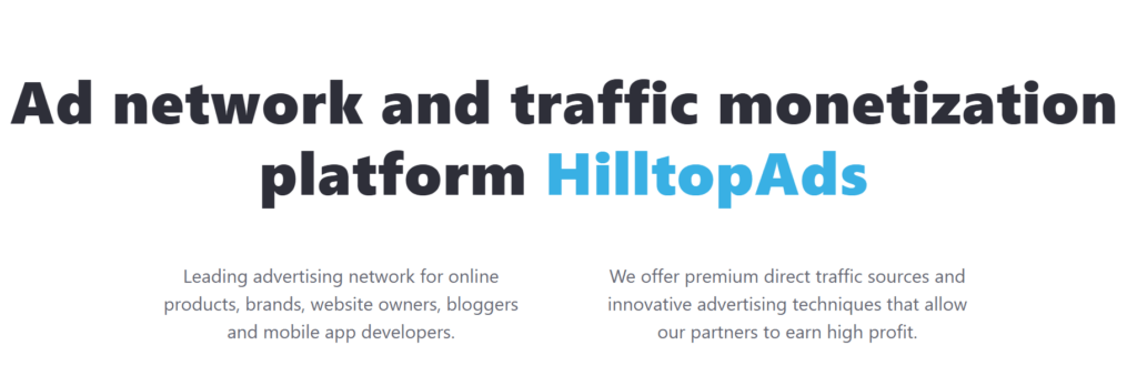 HilltopAds pop up ad network