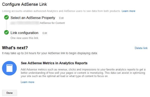 Configure adsense link