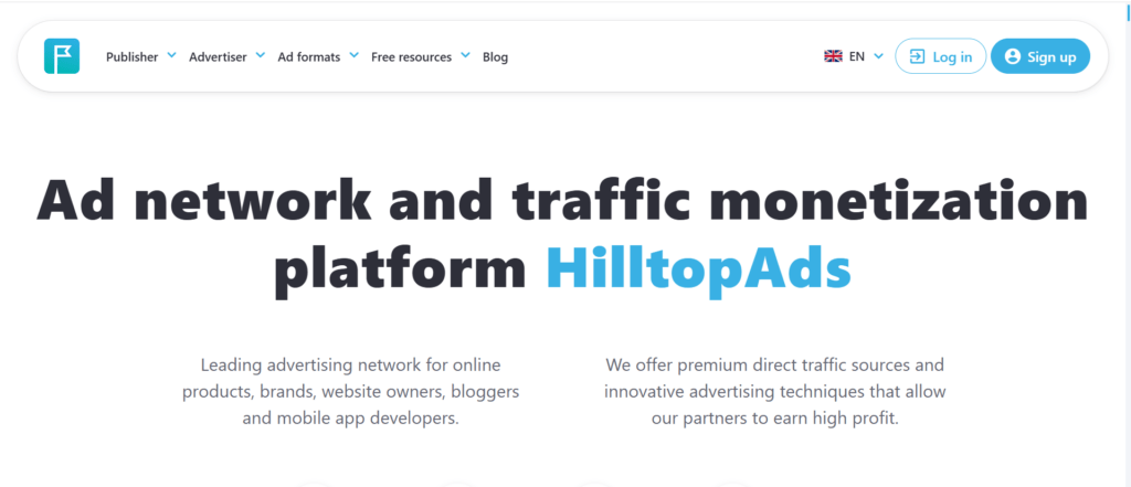 HilltopAds as a popunder ad platform